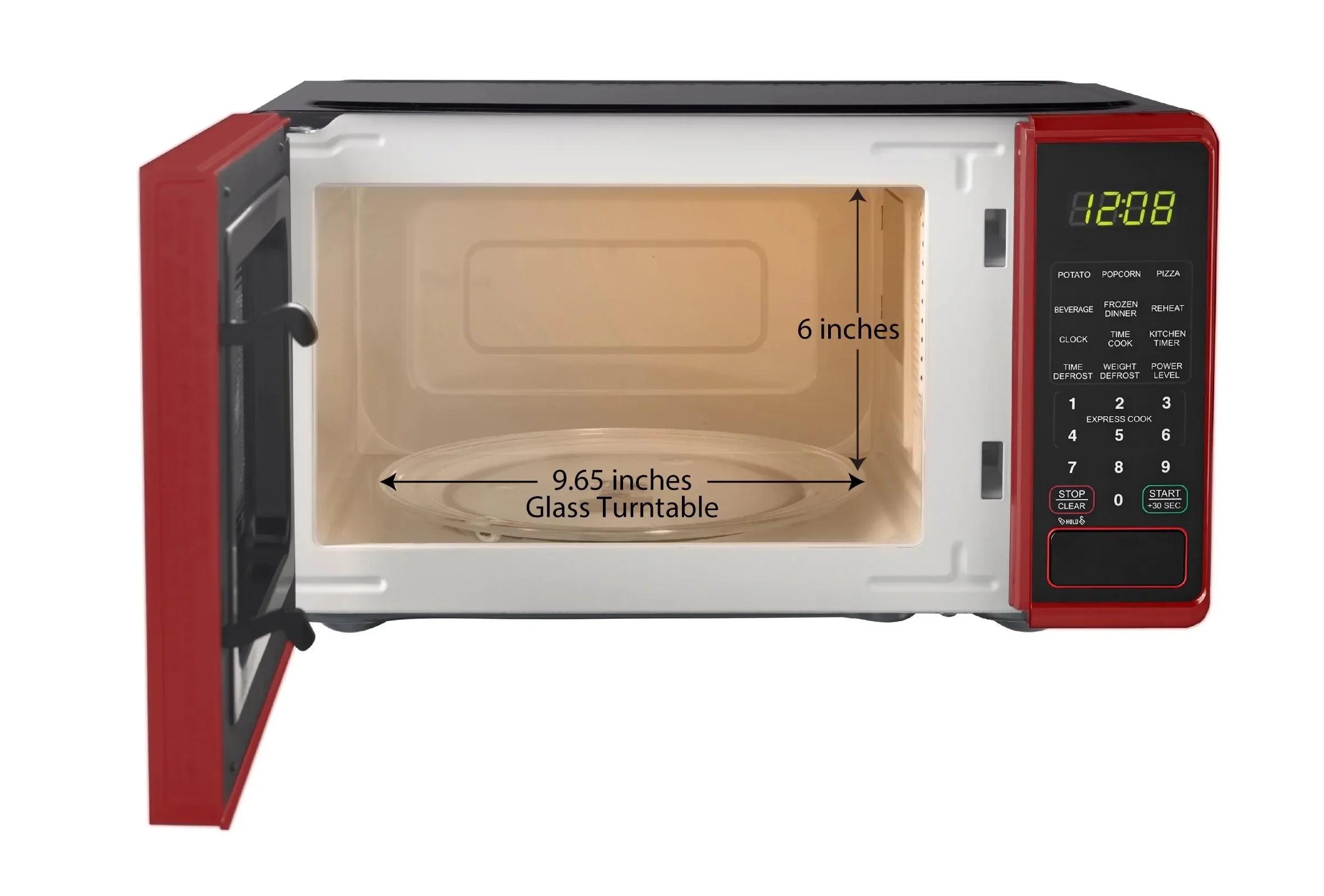 Horno microondas para encimera, electrodoméstico de cocina de 0,7 pies cuadrados, 700 vatios, rojo, EE. UU., nuevo