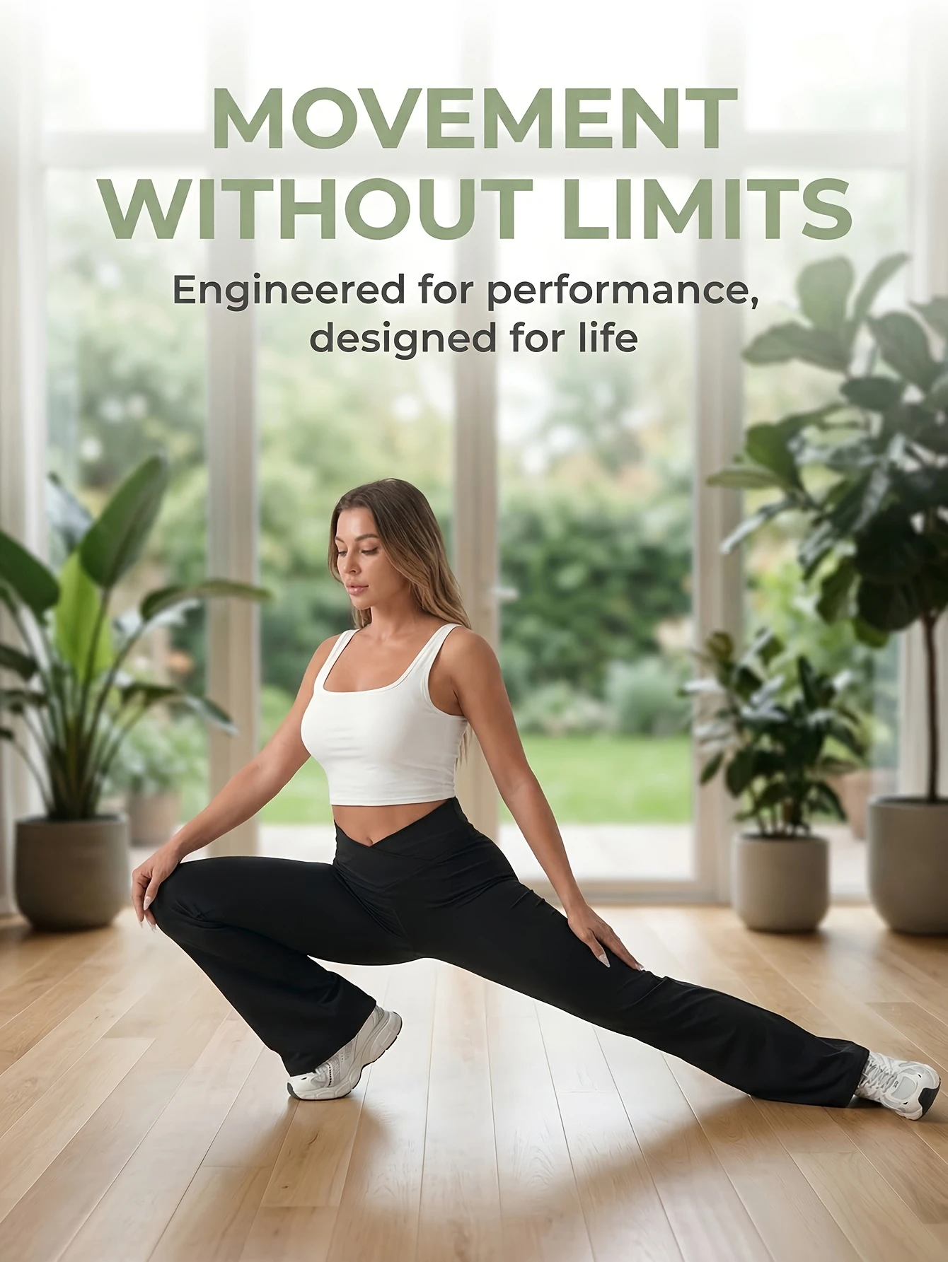 

Women's V-Cross Waist Flare Yoga Pants, High Waist Tummy Control Bootcut Leggings, Buttlifting Stretchy Workout Athletic Pants