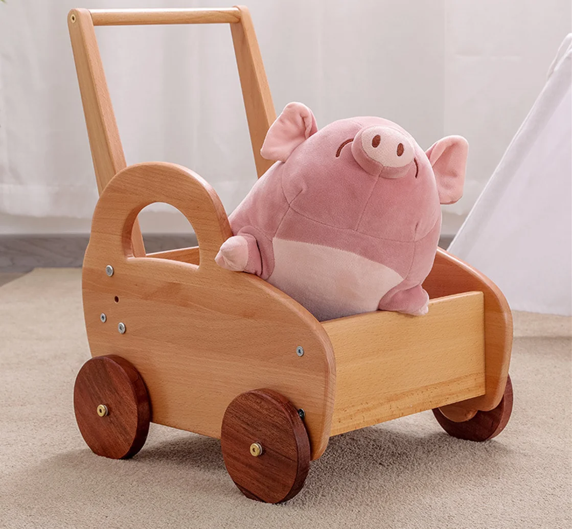 

Kids Wood Cart Montessori Wooden Furniture Kids Toys Collection Cart Toys For Kids Montessori Preschool Toy Collect Baby Trolley