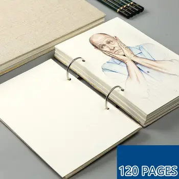 레트로 나선형 스케치북 리필 가능한 노트북, 120 페이지, 160GSM, 미술 드로잉 문구, 학교 용품, 1 개