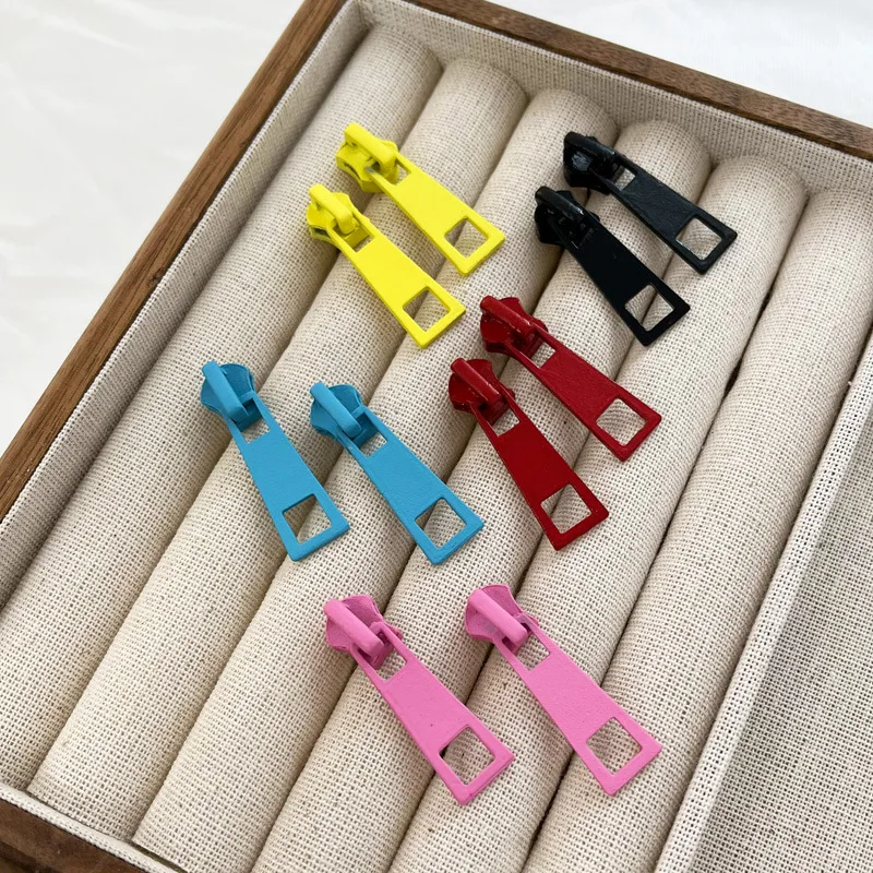 Women's Creative Acrylic Zipper Dangle Earrings, Y2K Design