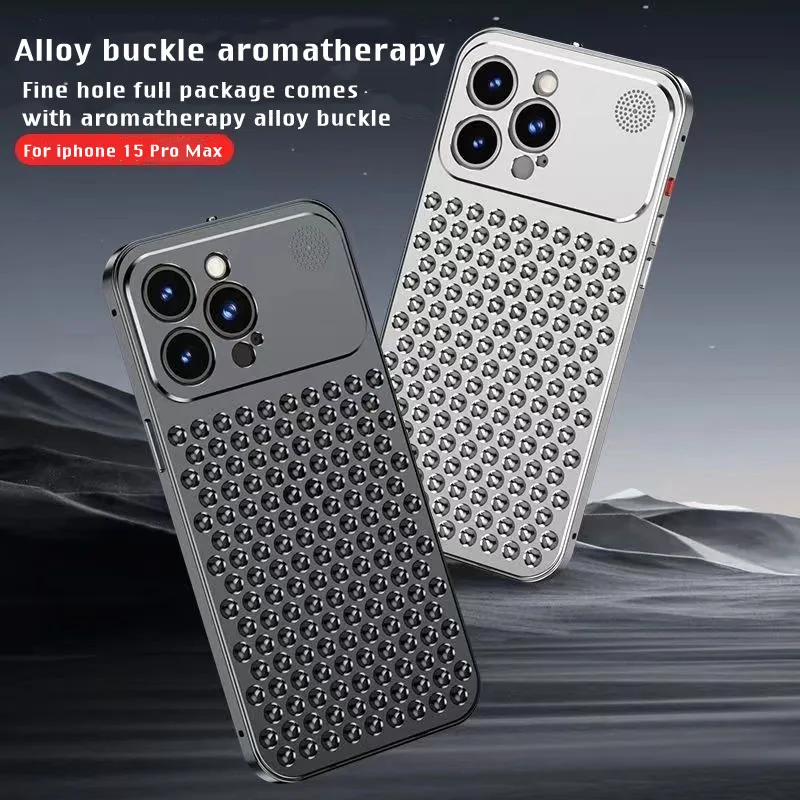 

Металлический чехол для телефона с рассеиванием тепла для iphone 15 Pro Max 14 13 12 Pro Max 15 Pro Plus, съемный алюминиевый охлаждающий чехол с ароматом