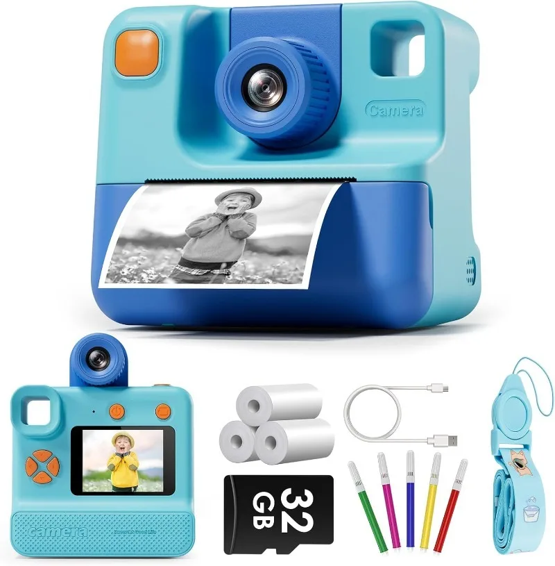 

Kids Camera Instant Print, Christmas Birthday Gifts for Toddler Girls Boys Age 3-12, 24MP & 1080P Selfie Digital Camera