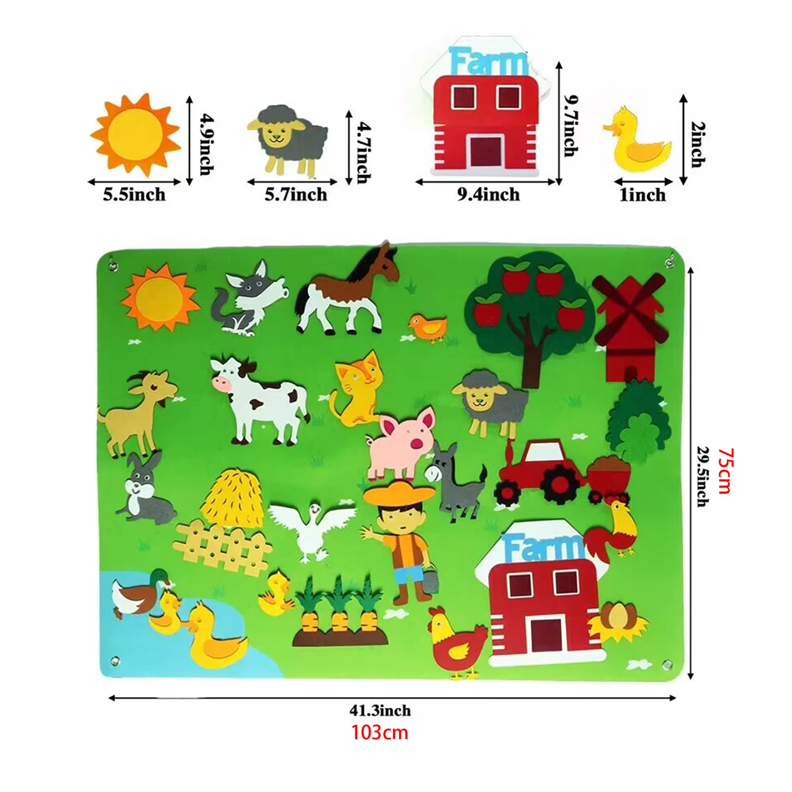 Felt Busy Board Foldable Montessori Preschool Stories Board Flannel Early Teaching Aids Preschool Stories Activities Farm Zoo