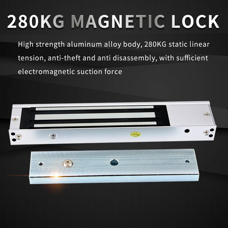 280KG Electromagnetic Lock DC12V Surface Mounted Single Door Magnetic Lock, Signal Feedback, Used For Access Control System