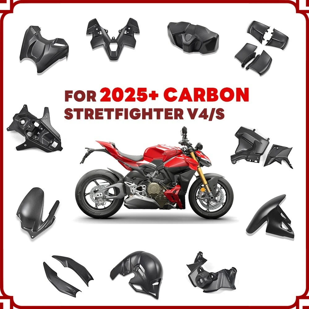2025+ For DUCATI Streetfighter V4 V4S MY25 100% Carbon Fiber Matte Body & Frame Covers Full Fairing Kits Motorcycle Accessories
