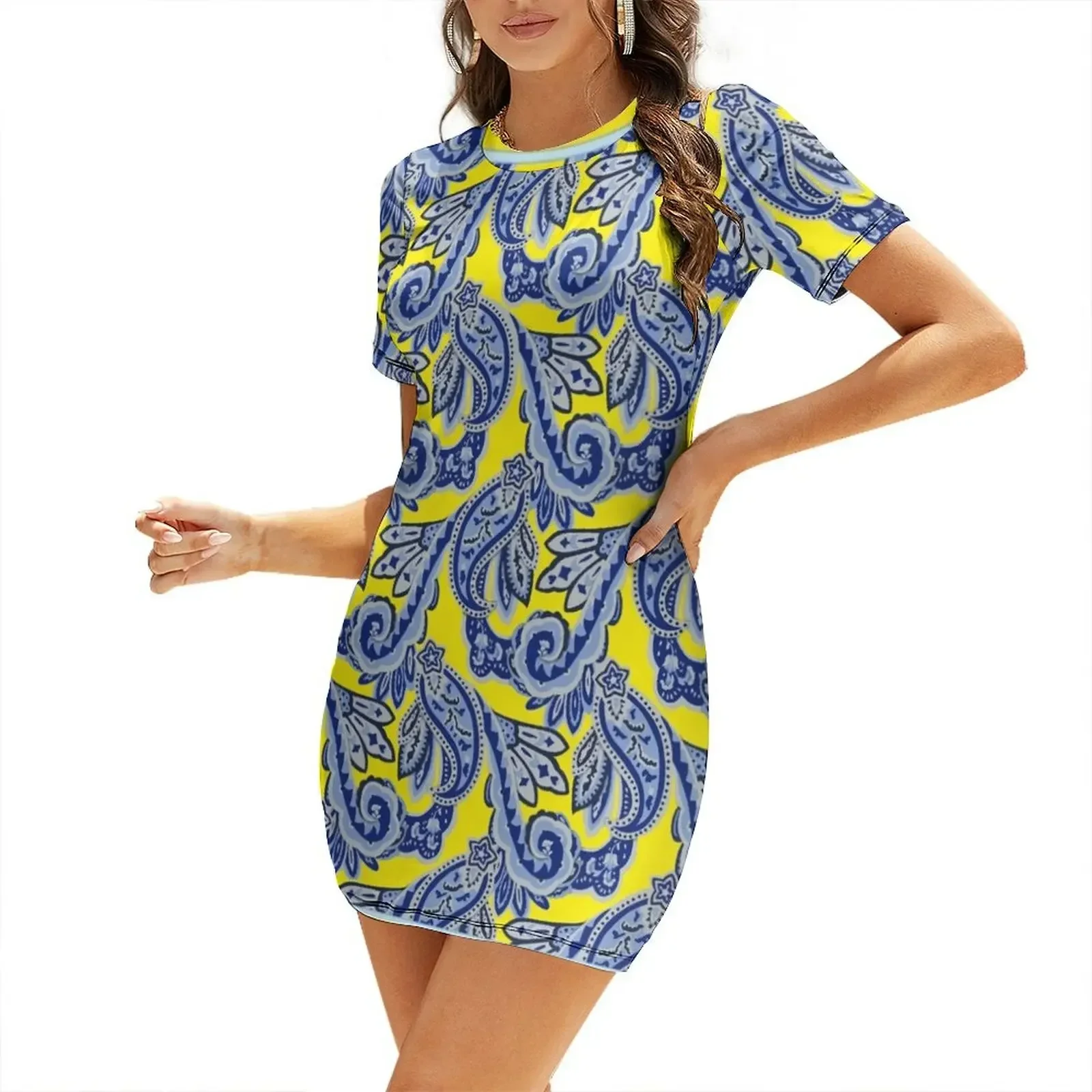 

Barden Bellas Paisley Scarf Short-Sleeved Dress clothes for women dress for women summer Dress for girls
