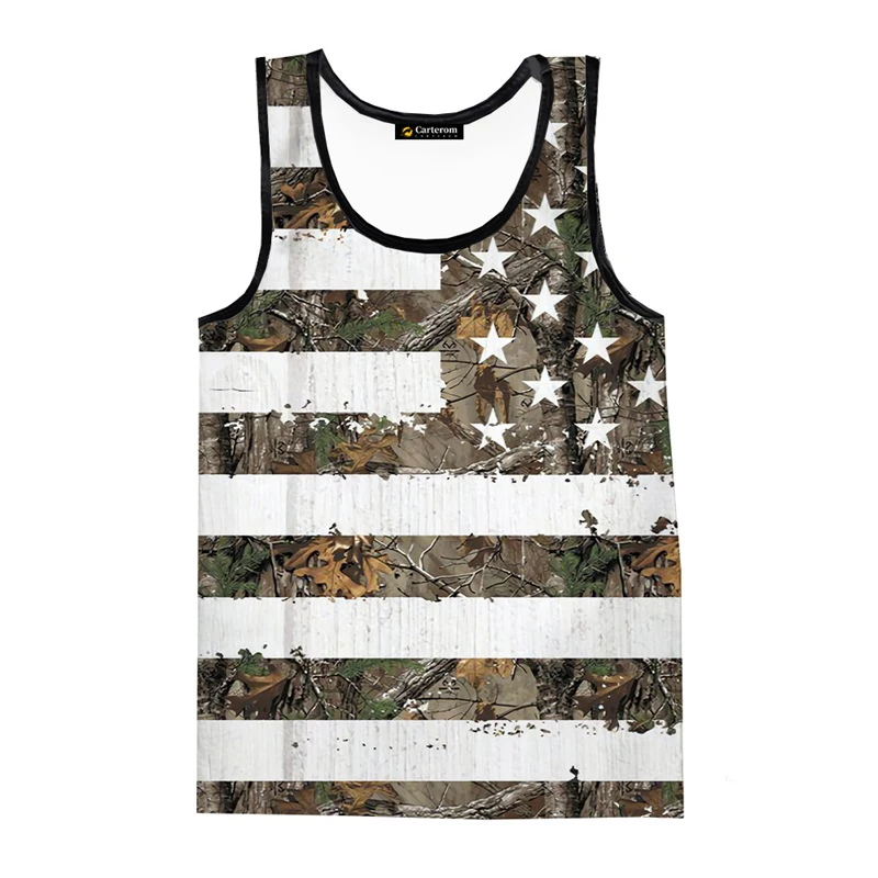Camouflage Leaf Tank Tops 3d Jacht Print Mouwloze Top Casual O-hals Man Kleding Harajuku Campagne Streetwear Vest