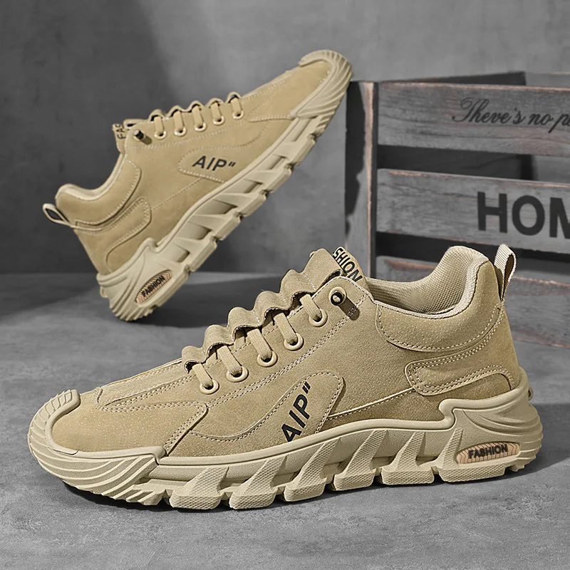 New Men's Labor Protection Shoes Men's Casual Workwear Sneakers Thick-soled Anti-slip Driving Shoes Lightweight Men's Sneaker