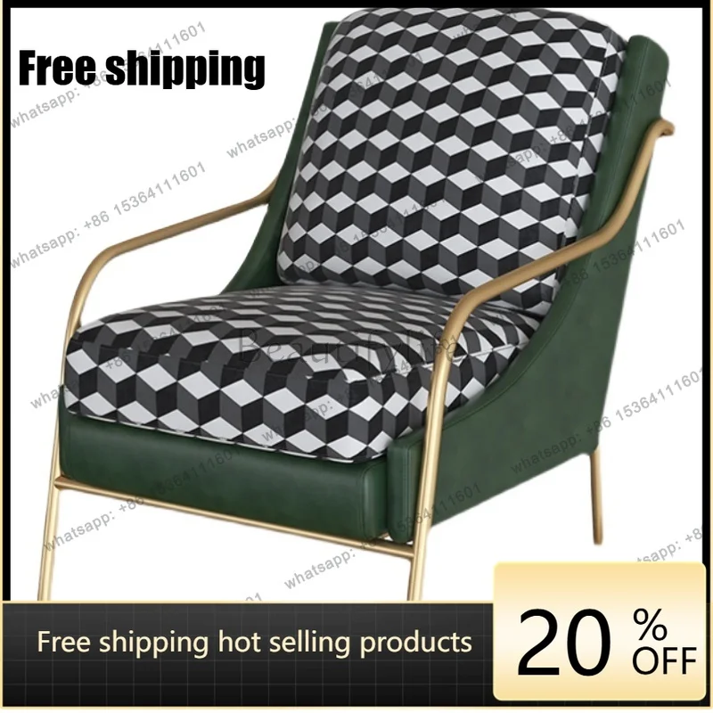 Factory Direct Light Luxury Small Apartment Sofa Leisure Chair Simple Modern Balcony Small Black And White Grid Lazy Sofa