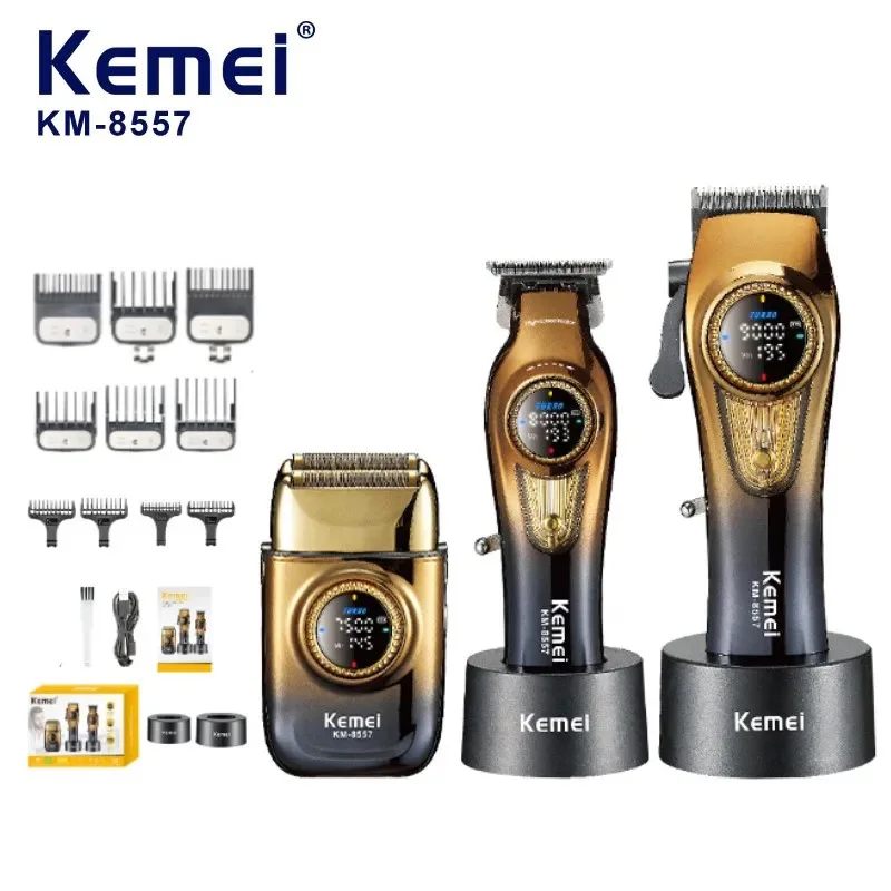 

Профессиональный набор для стрижки волос Kemei: машинка для стрижки, триммер, электробритва, беспроводной триммер для бороды, электрическая бритва