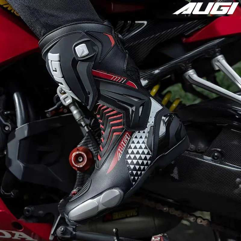 USA Original AUGI Motorcycle Boots Professional Track Riding Botas Waterproof Racing Anti-Collision Off-Road for Rally Race