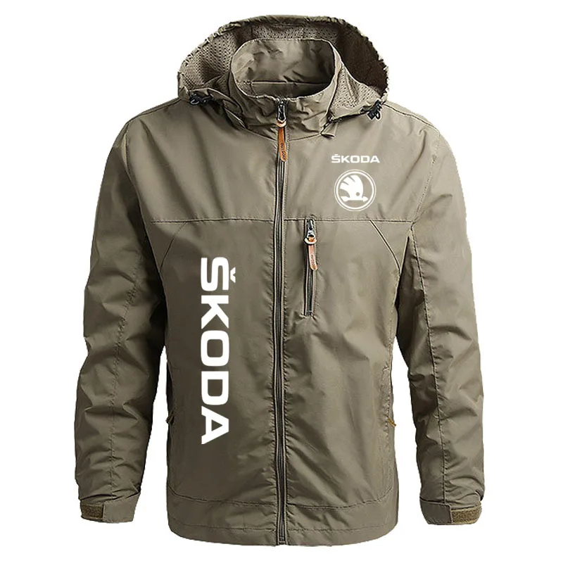 Venda quente nova jaqueta masculina militar skoda logotipo do carro impressão militar jaqueta bombardeiro masculino casual harajuku rua zíper casaco masculino