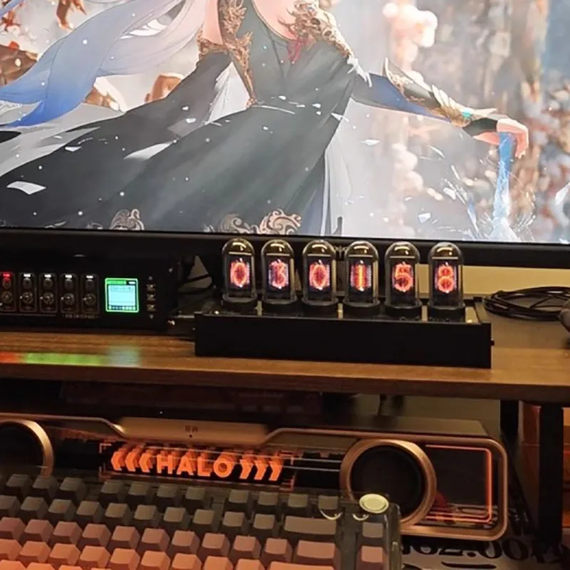 RGB Glow Tube Nixie Clock Nixi Wifi LED Desktop Luxury Game Room Desktop Decoration with Technology Multi Dial Type-C Interface