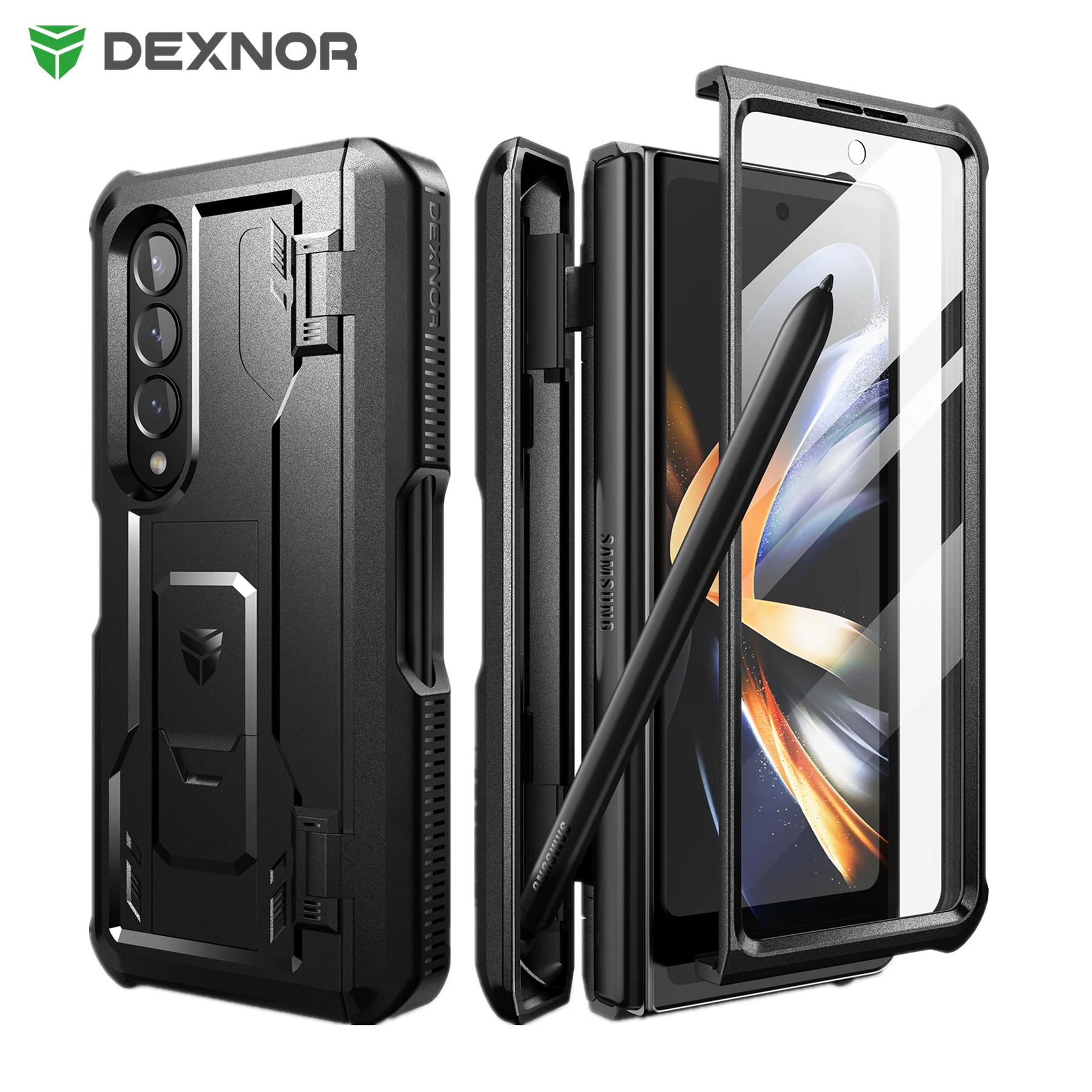 

Full-Body Dual Layer Shockproof Rugged Bumper Case Holder with Built-in Screen Protector &S Pen Slot for Samsung Galaxy Z Fold 4