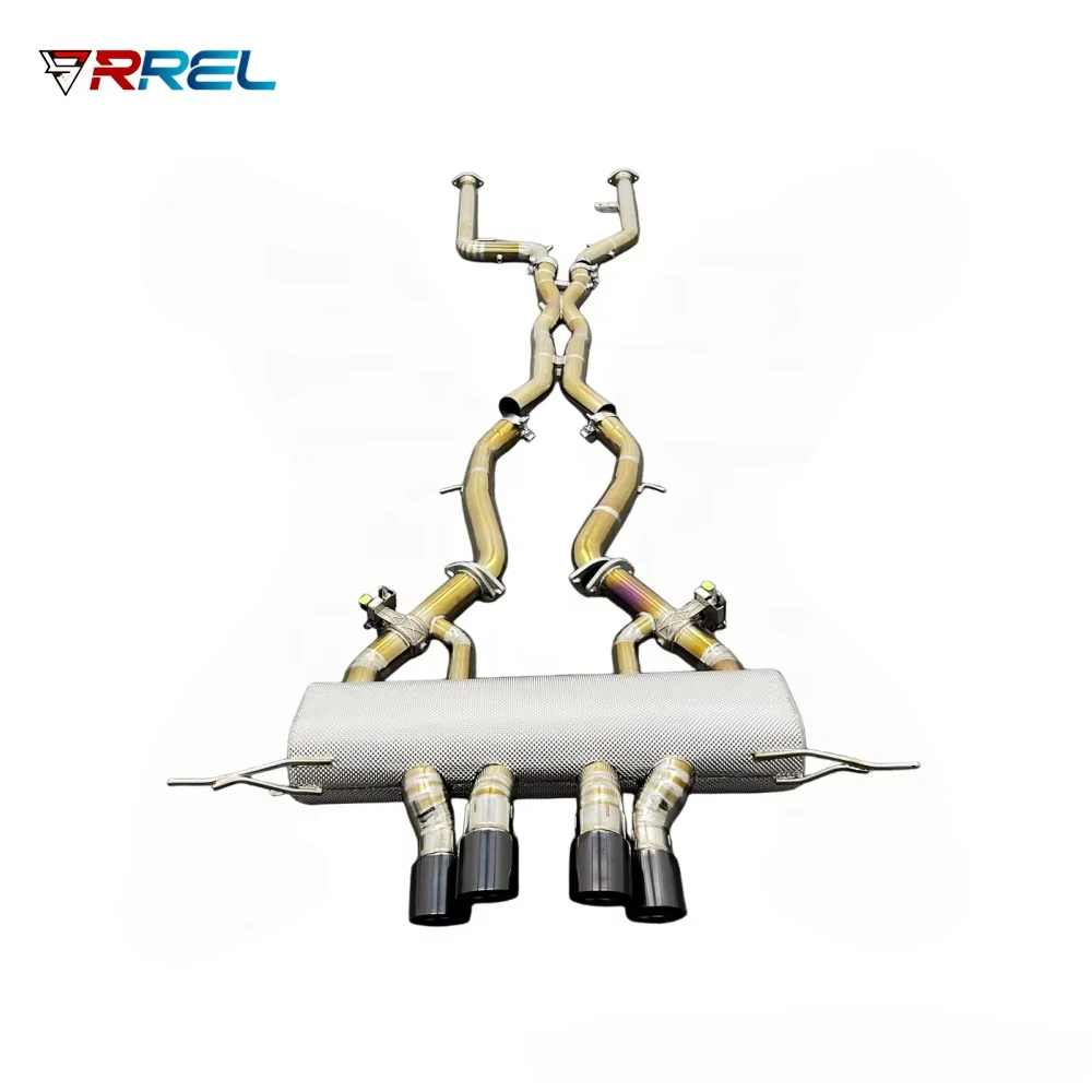 RREL Performance Equal Length Full Exhaust System Cooked Gold Titanium With Mid Tips For BMW G80 G82 M3 M4