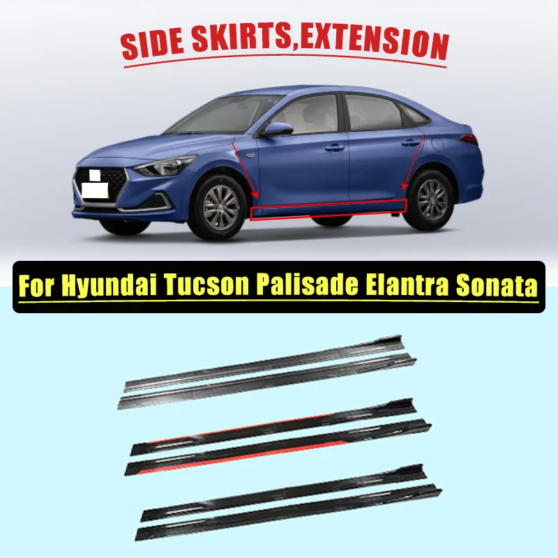 8PCS 2M/2.18M Side Skirt Extension Rocker Plate Lip Separator Bumper For Hyundai Tucson Palisade Elantra Sonata