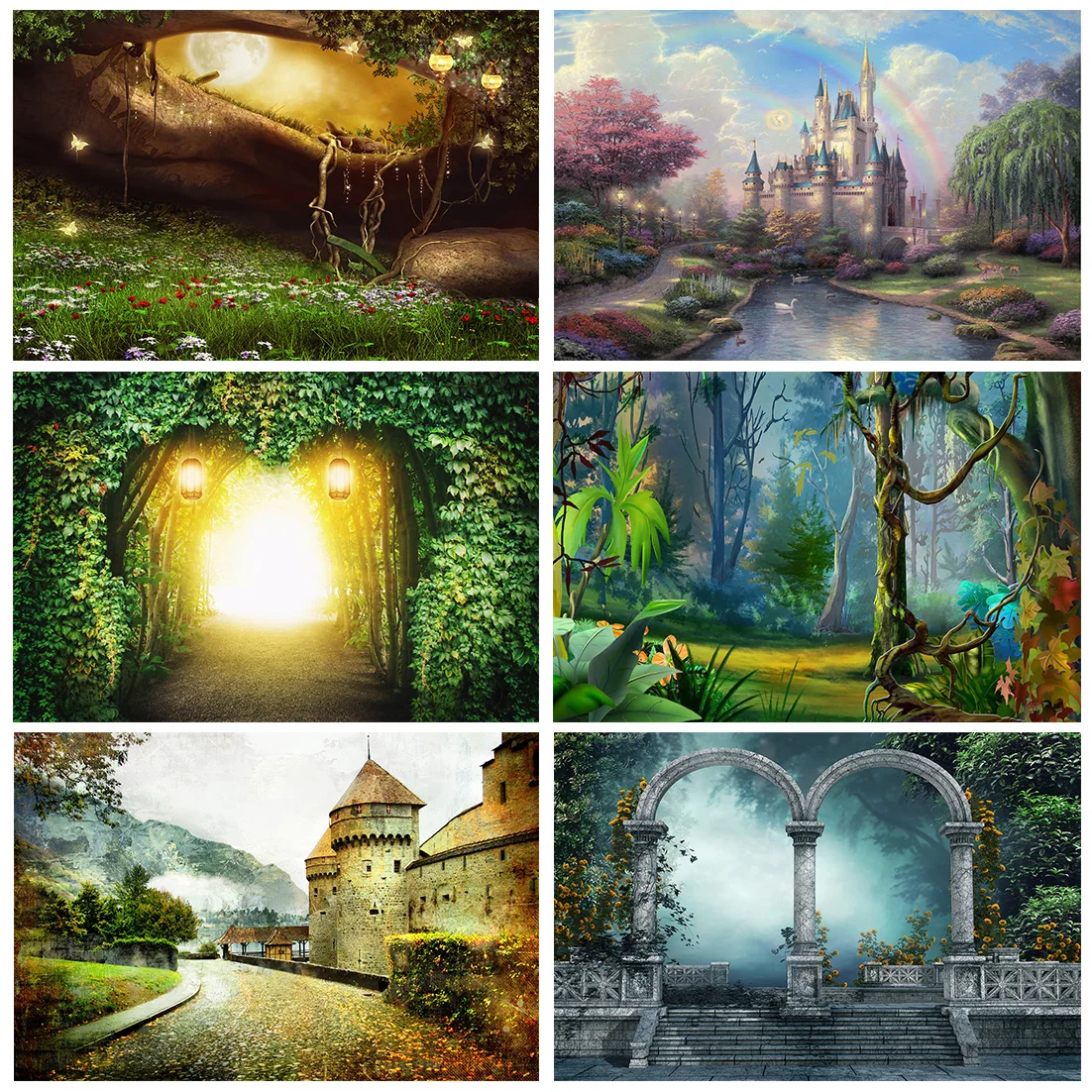 Fondo fotográfico con diseño de Castillo de bosque y jungla para estudio fotográfico, pancarta de Baby Magic Fairy Dream, telón de fondo con diseño de bosque y jungla, ideal para jugar en escenario