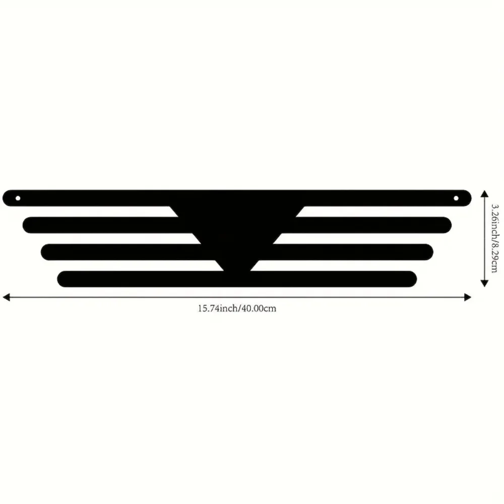 1pc 2D Flat Black Metal Medal Display Rack Multi Compartments for Ribbons Decorations Wall Mounted image 3