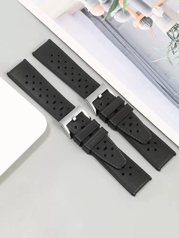 High quality Silicone Watch Band 20mm Soft Rubber Strap Breathable Bracelet For Blancpain Belt Fifty Fathoms 5008B Accessories