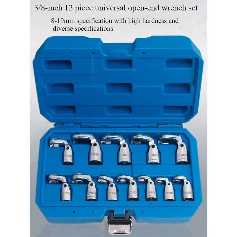 12 Pcs 3/8″ Crows Foot for Car Repair Wrench Set Open Ring Wrench Special vehicle repair rotary slotting wrench fuel tool
