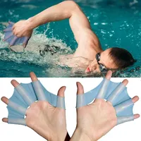 1 Pair Frog Style Silicone Hand Swim Fins Flippers Unisex Finger Webbed Gloves Paddle Water Sports Swimming Training Accessories