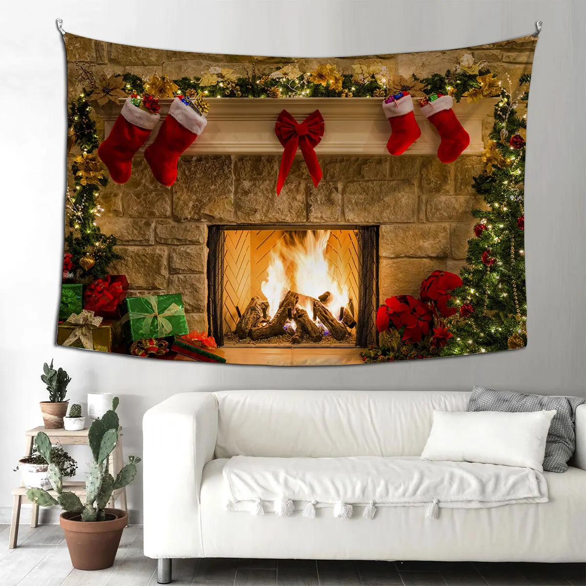 Home Decor Art Nordic Christmas Santa Claus Halloween Tapestry Room Wall    Hanging tapeçaria de natal