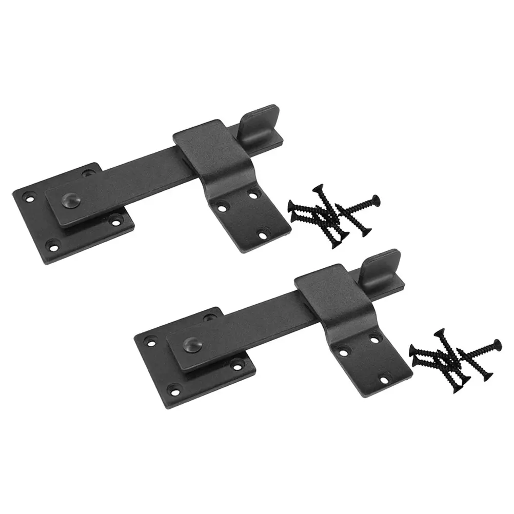 

2 Sets Sturdy Barn Latches Carbon Steel Sliding Locks Wrought Iron Farm Gate Hardware Bathroom Screen Door Hook Metal Buckle