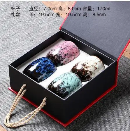 

4Pcs Ceramic Coffee Tea Cup Japanese Style Glaze Porcelain Mugs Boxed for Birthday Holiday Gift Tea Cup Japanese