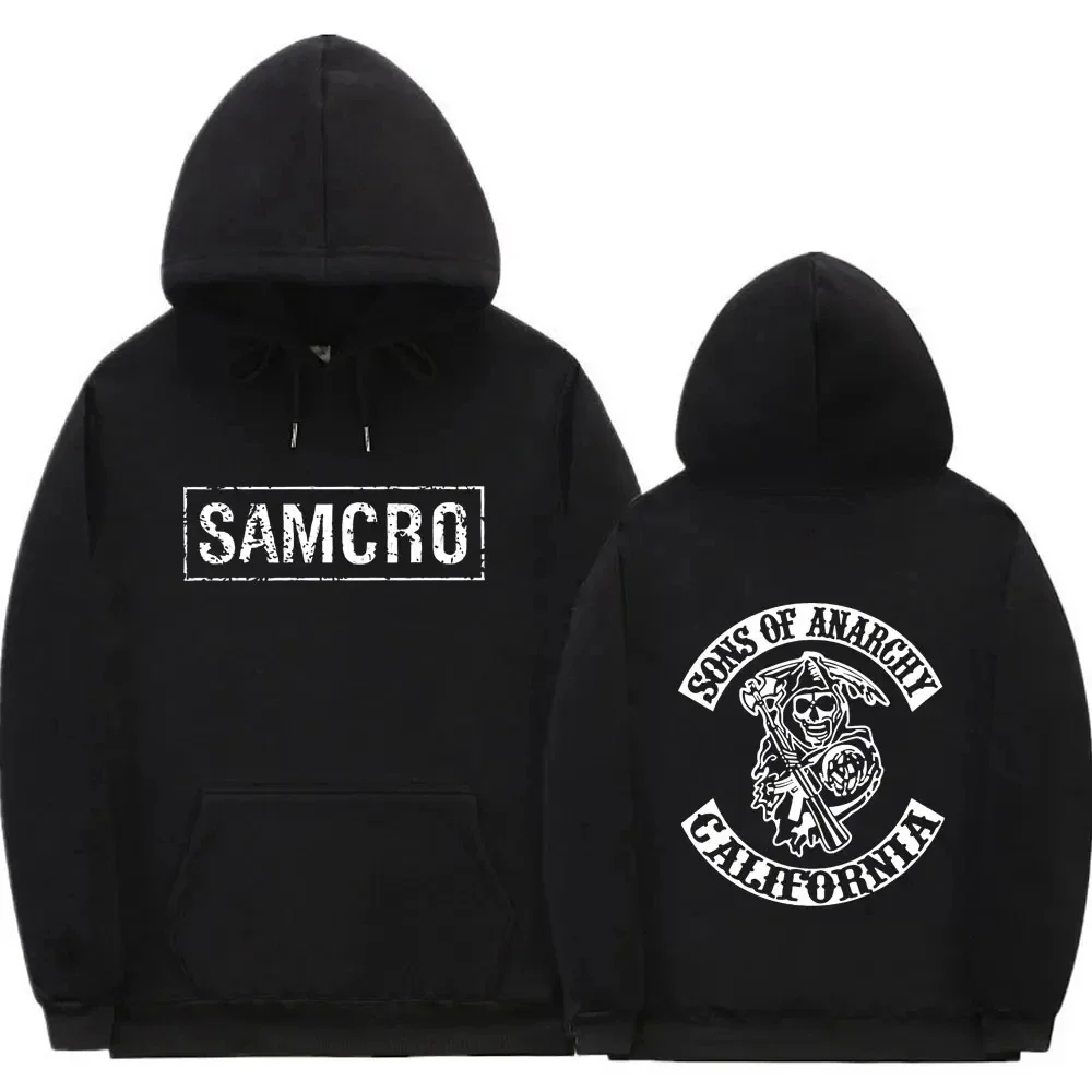 SAMCRO Double Sided Graphic Print Hoodie Unisex Pullover Sweatshirt Men Women Cotton Fleece Long Sleeve Hooded Casual  Hoodies