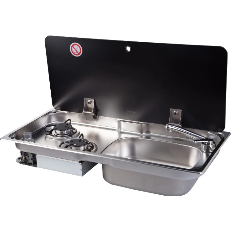 

Factory Price Marine RV Yacht Stove Boat Accessories with Glass Cover Yacht Stove with Sink Hardware Fitting