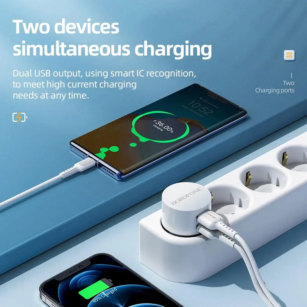 Mini Quick Charge Mobile Phone Charging Round Charging Adapter Dual USB Charger Wall Charger Travel Charger