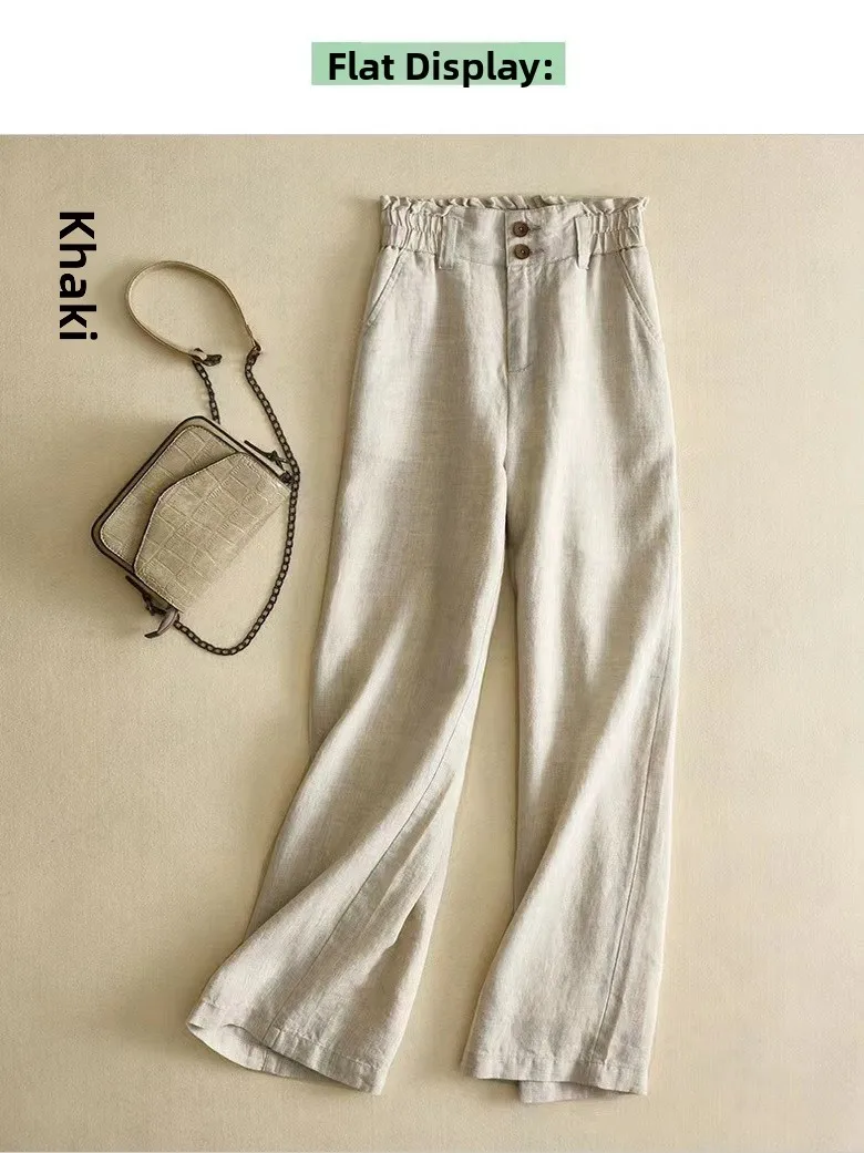 Calças Fenas Casuais de Cintura Fina Estilo Rua com Pernas Retas Longas Verão 2023 Cintura l Crimento até o Chão