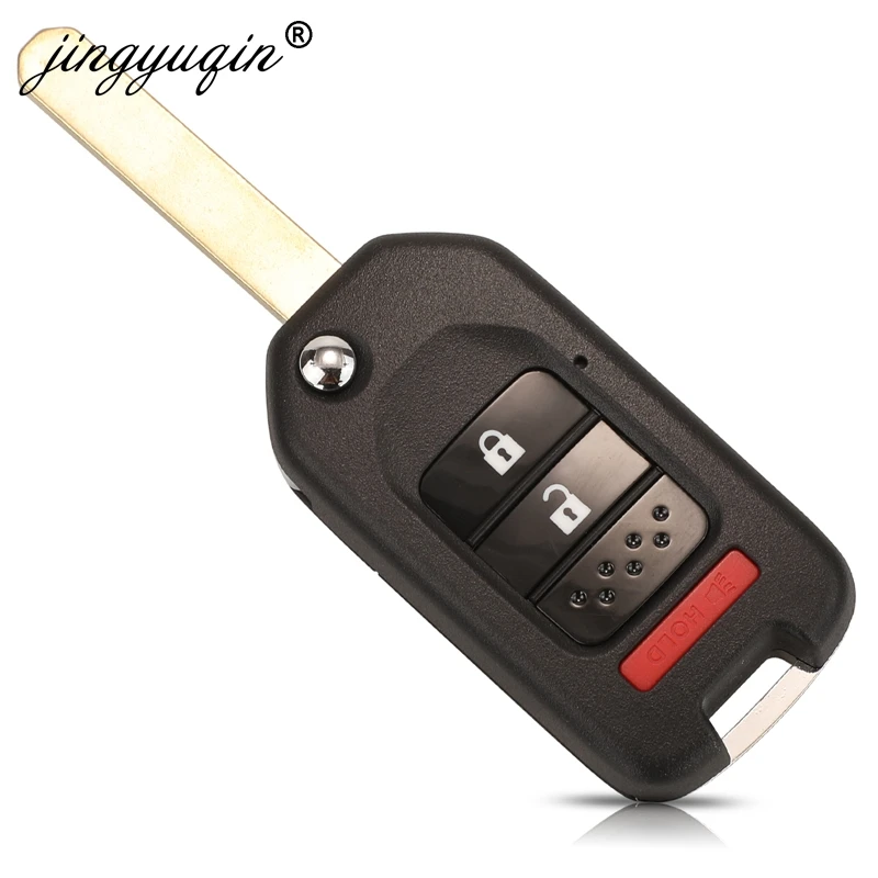 Jingyuqin Gewijzigd Flip Afstandsbediening Sleutel Shell Voor Honda Fit Xrv Vezel Stad Jazz Civic Hrv 2/3/4 Knoppen Vouwen key Case Fob Upgrade