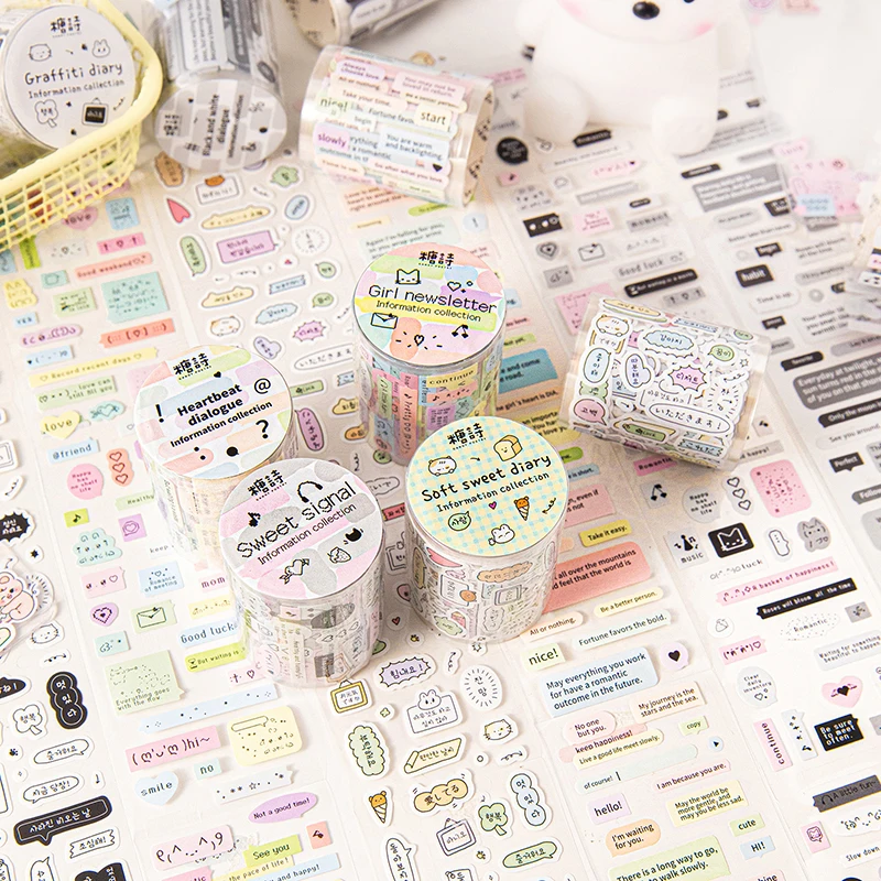 

50mm Cute Girl Dialogue Washi Tape Decoration Scrapbooking DIY Collage Idol Photocard Album Journal Masking Tapes Stationery