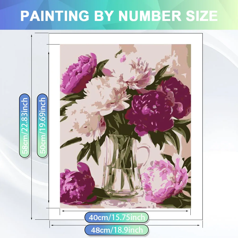 HUACAN Paint By Number Rose Flower Sunflower Canvas Drawing Kits Coloring On The Wall Kits Floral Home Decor Peony