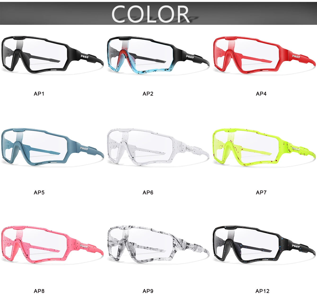 POAT Marke Starke Licht Photochrome Sonnenbrille Neue Stil Sport Männer Frauen MTB Fahrrad Brillen Radfahren Angeln Laufen – Detail 5