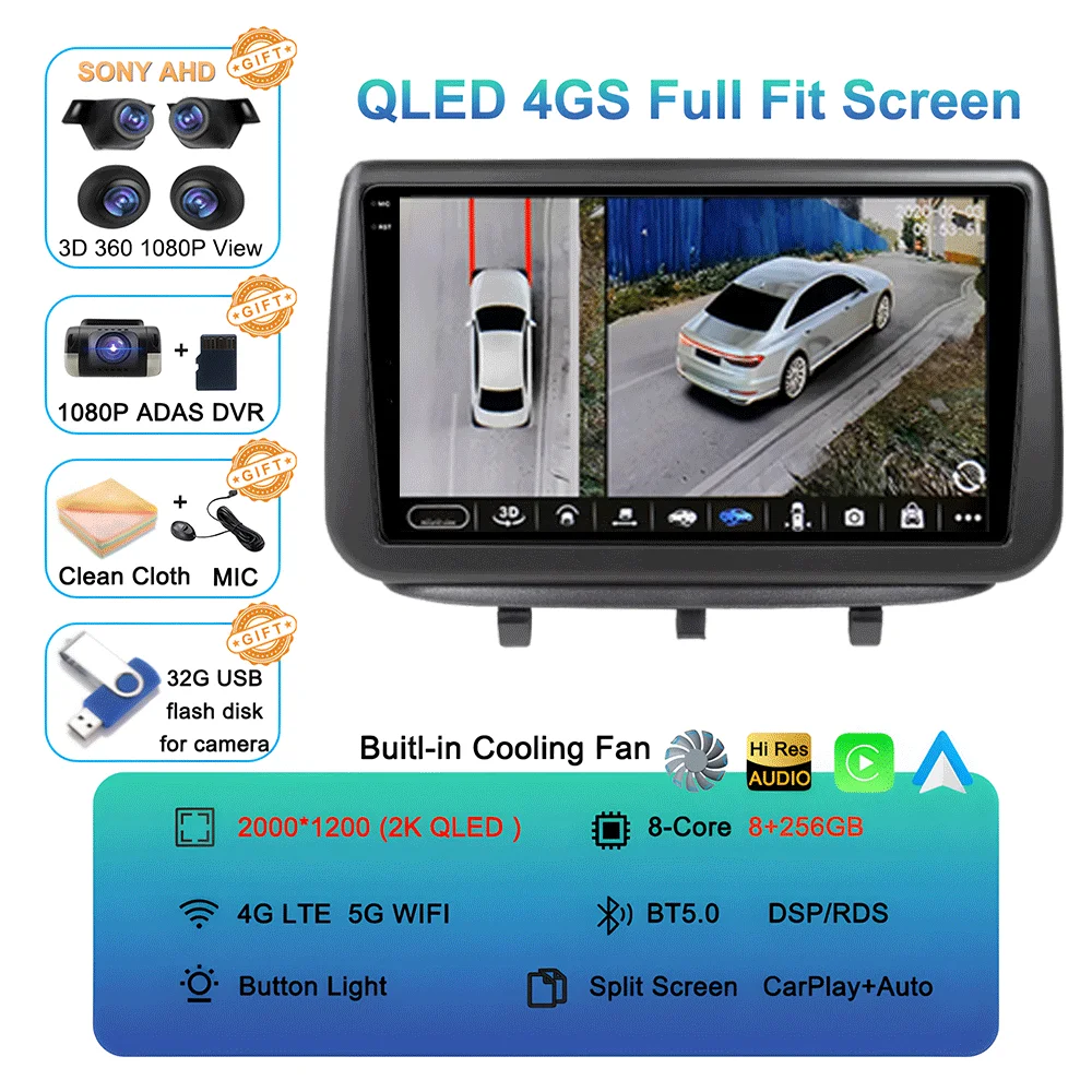 Auto radio multimediaspeler GPS CarPlay Auto 4G WIFI stereo head unit DSP voor Opel Meriva B 2009 - 2014 2K QLED Android 16