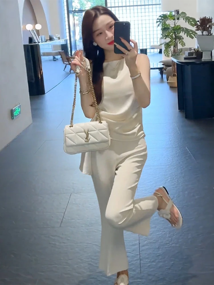 Faionable Afslankende Zomer Outfit Set Dames Unieke Sle Long Sve Tweedelige Set Leeftijdsverlagende Verberging ular Trend