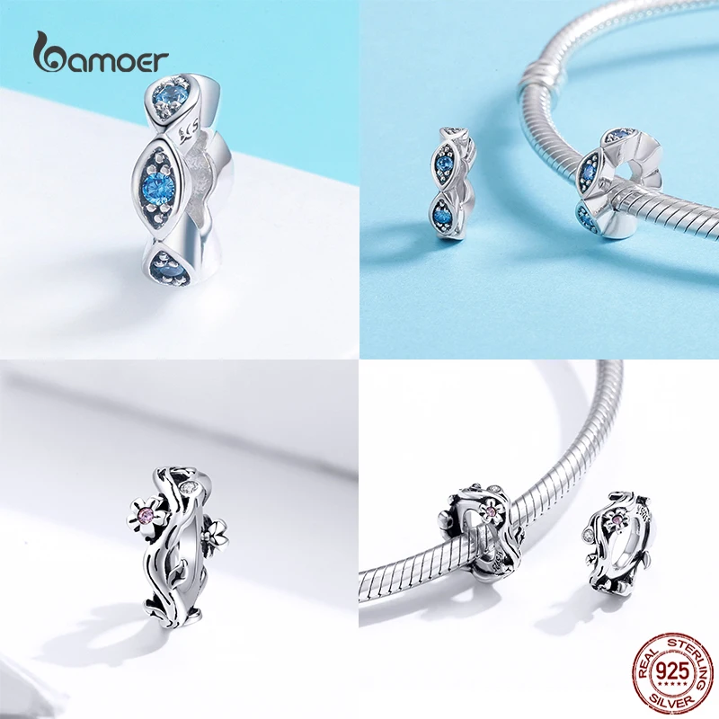 Bamoer 100% 925 Sterling Silver Vintage Heart Pattern Butterfly Rabbit Charms Beads Fit Original DIY Bracelet & Necklace Jewelry