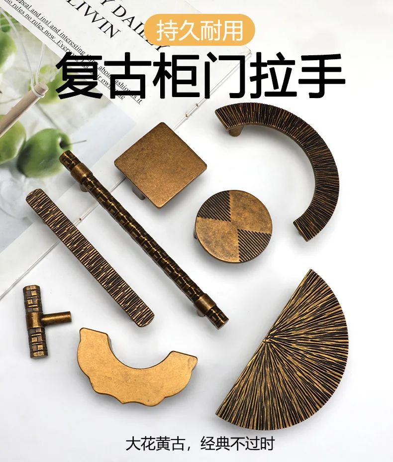 YUTOKO Antiker Bronze-Schrankgriff im chinesischen Stil, Einloch-Schubladengriff, kleiner Griff für Schränke und Aufbewahrungsschränke – Detail 1