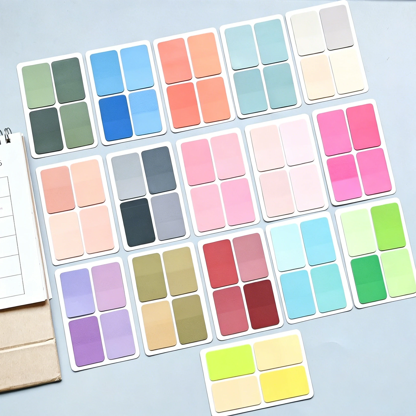 4‑Grid Gradient PET Index Stickers Writable Self‑Adhesive Page Markers Flags Classification Tabs Office School Stationery