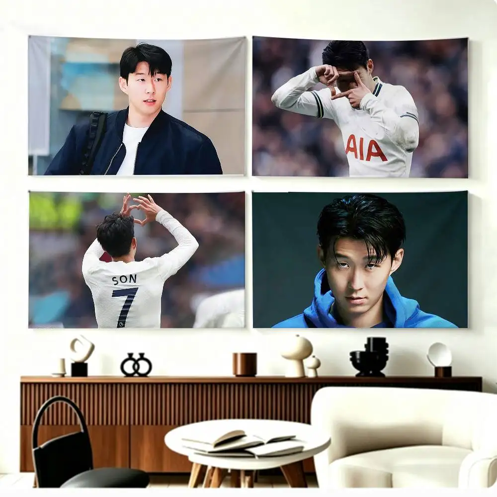 Famous Asian Footballer Son Heung-min   Flags Wall Hanging Background Art Banner for Bedroom Home Outdoor Decor