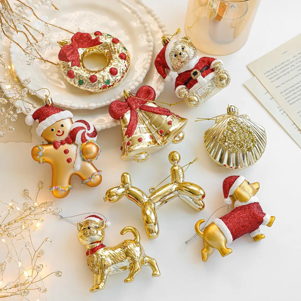 

Christmas Tree Ornaments Natal Gold Bear Bell for ChristmasTree Hanging Pendants Home Party Decor New Year Navidad Decor