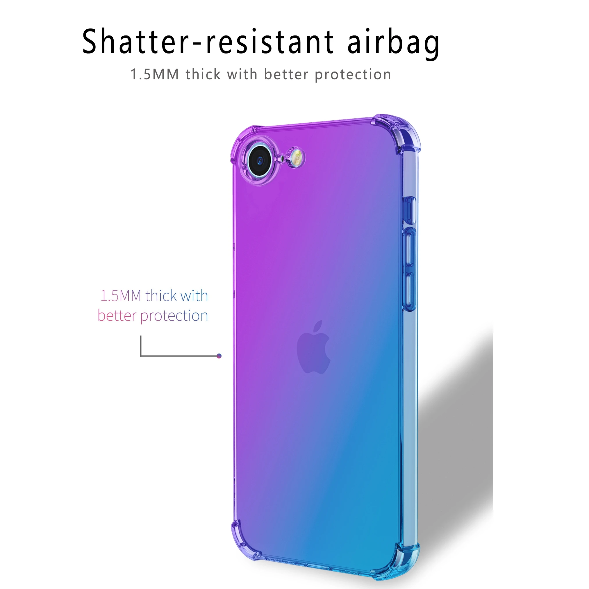 Gradient Airbag TPU Case for Apple iPhone 17 Pro Max iPhone Air 17e 16e 16 15 Plus Protective Shockproof Cover Fundas Coque Capa