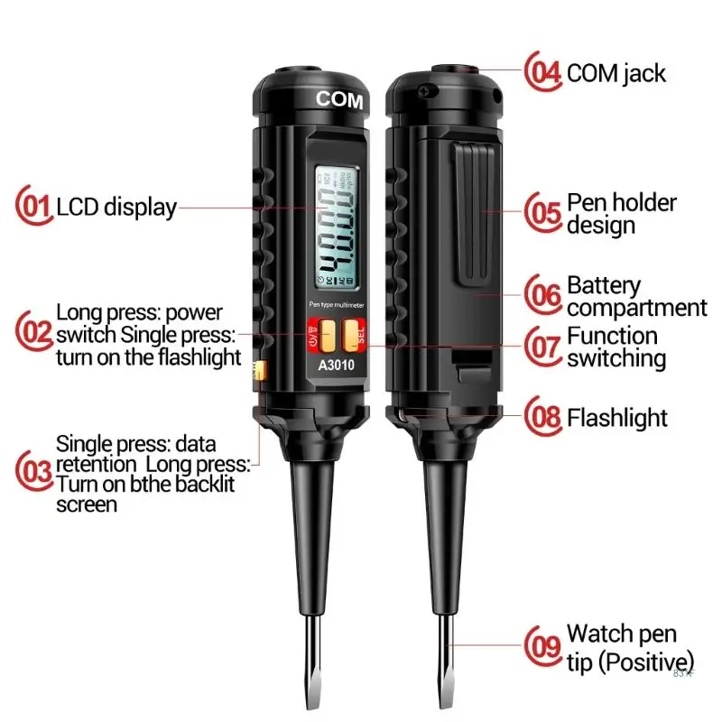 ANENG Voltage Tester for Capacitance Test Multimeter with Low Battery Indication Digital Tester Pen