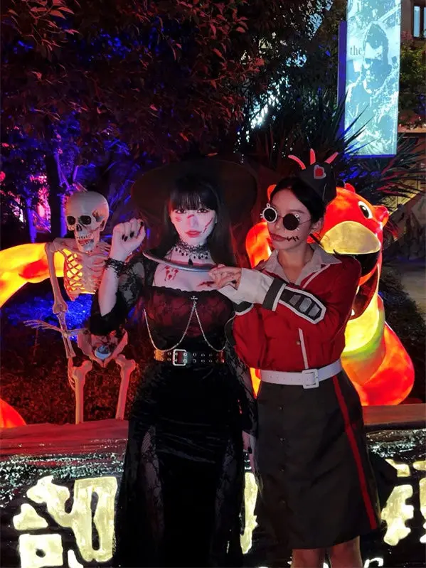 Vestido oscuro de manga larga con costuras de encaje estilo gótico para mujer, nuevo disfraz de Wansheng Cos para otoño