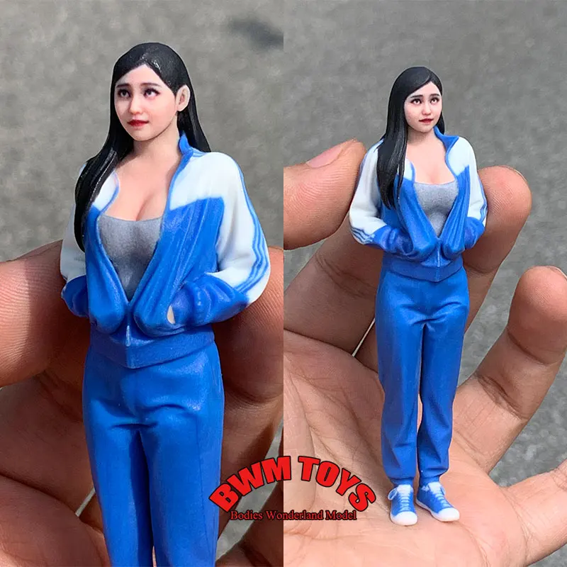 

Handmade 1/16 1/18 Scale Female Soldier Miniature Painting School Sportswear Girl Realistic desktop Sculpture Ornament Figure