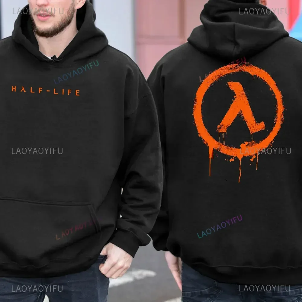 Klassieke 80's 90's Half-Life Games Retro Hoodie Kleding Half-Life Grafische Dubbelzijdige Print Gordon Freeman Heren Herfst Sweatshirt