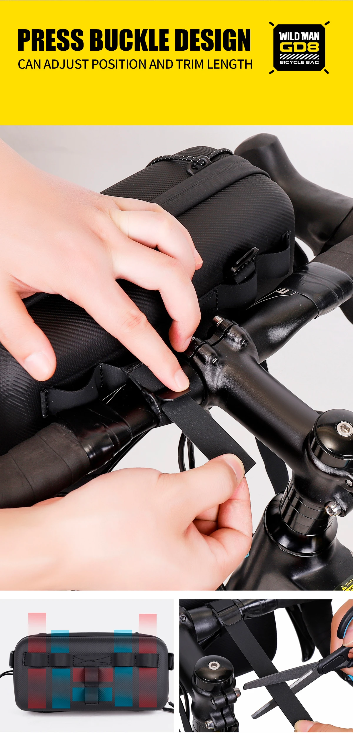WILD MAN BBG154 Fahrrad Lenkertasche EVA Hartschale Regenschutz Aufbewahrung kleiner Zubehörteile – Detail 13